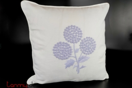 Cushion cover-Blue flower embroidery